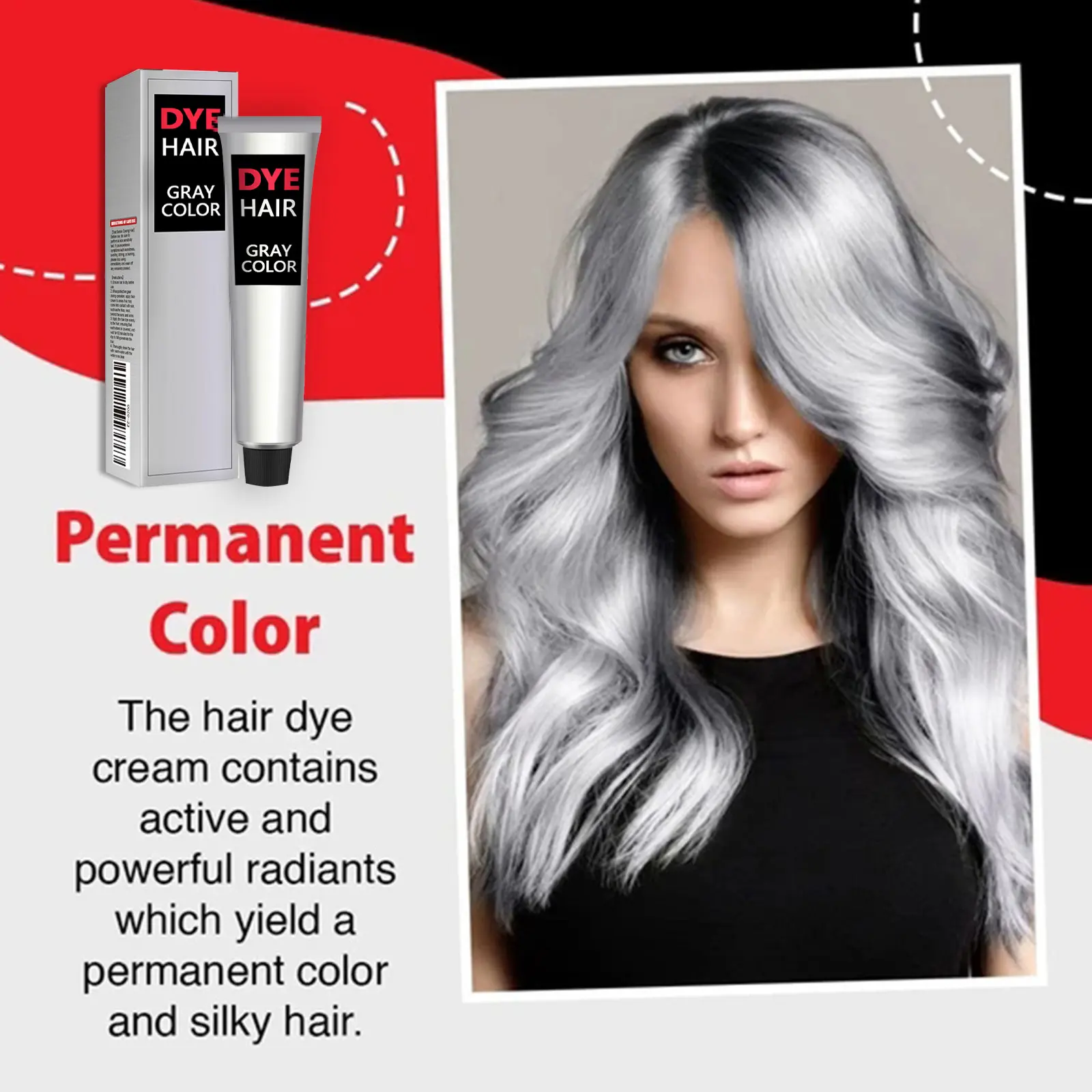 Permanent Hair Dye Gray Colors Punk Style Salon Light Grey Silver Long Lasting Unisex Styling Root Coverage Hair Dye Cream 100ml