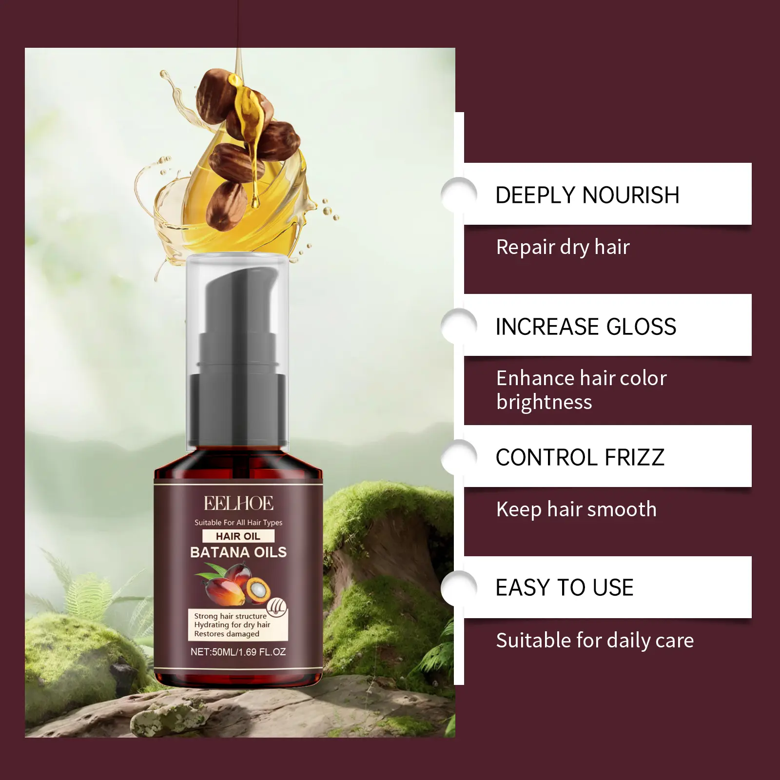 Batana Oil Hair Care Set Nourishing Strengthens Roots Repair Anti Drying Hair Moisturizer Vitamin E Smoothing Hair Products Set