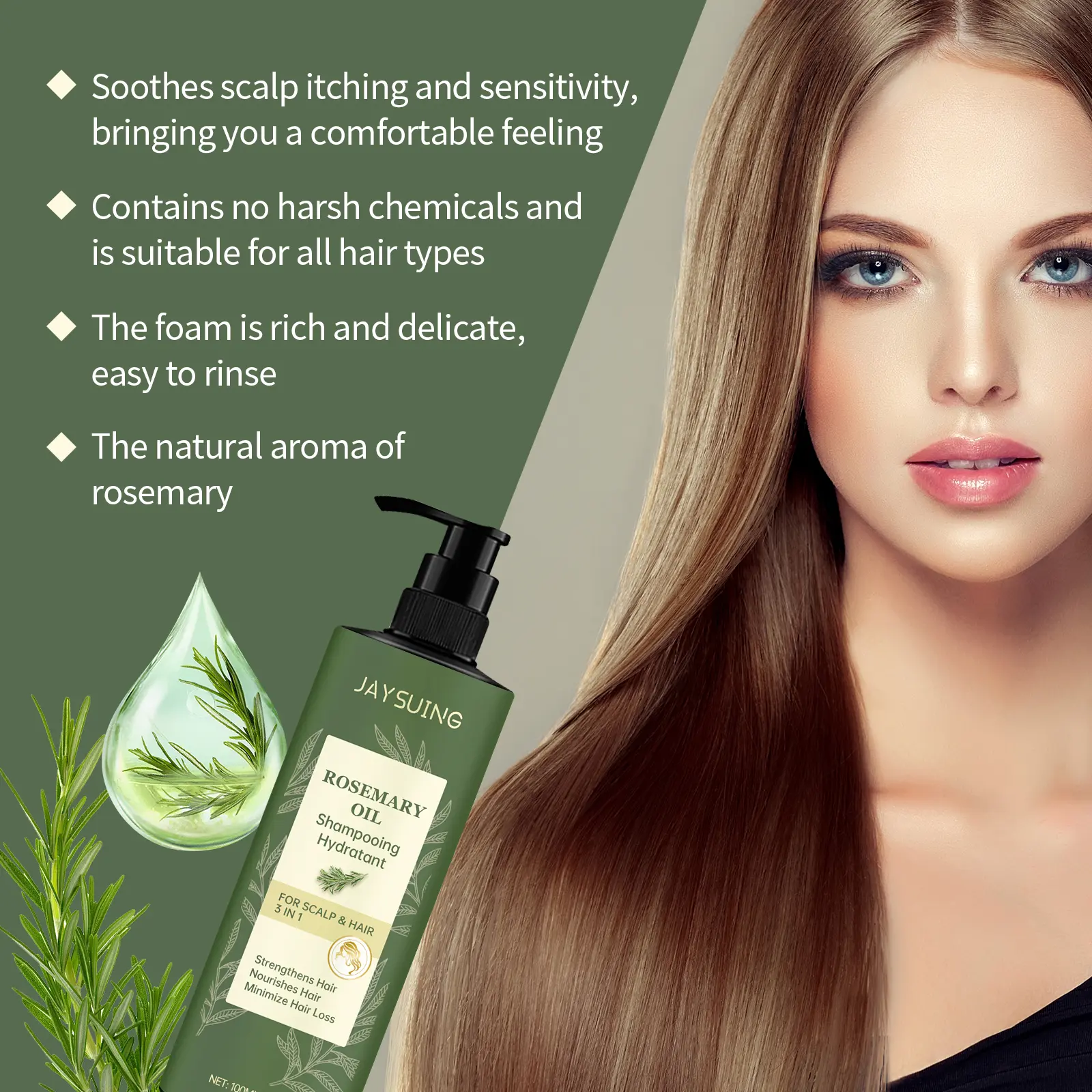 Rosemary Hair Care Set Hair Growth Serum Split Ends Dry Nourishing Treatment Hair Mask Conditioner Hair Strengthening Shampoo