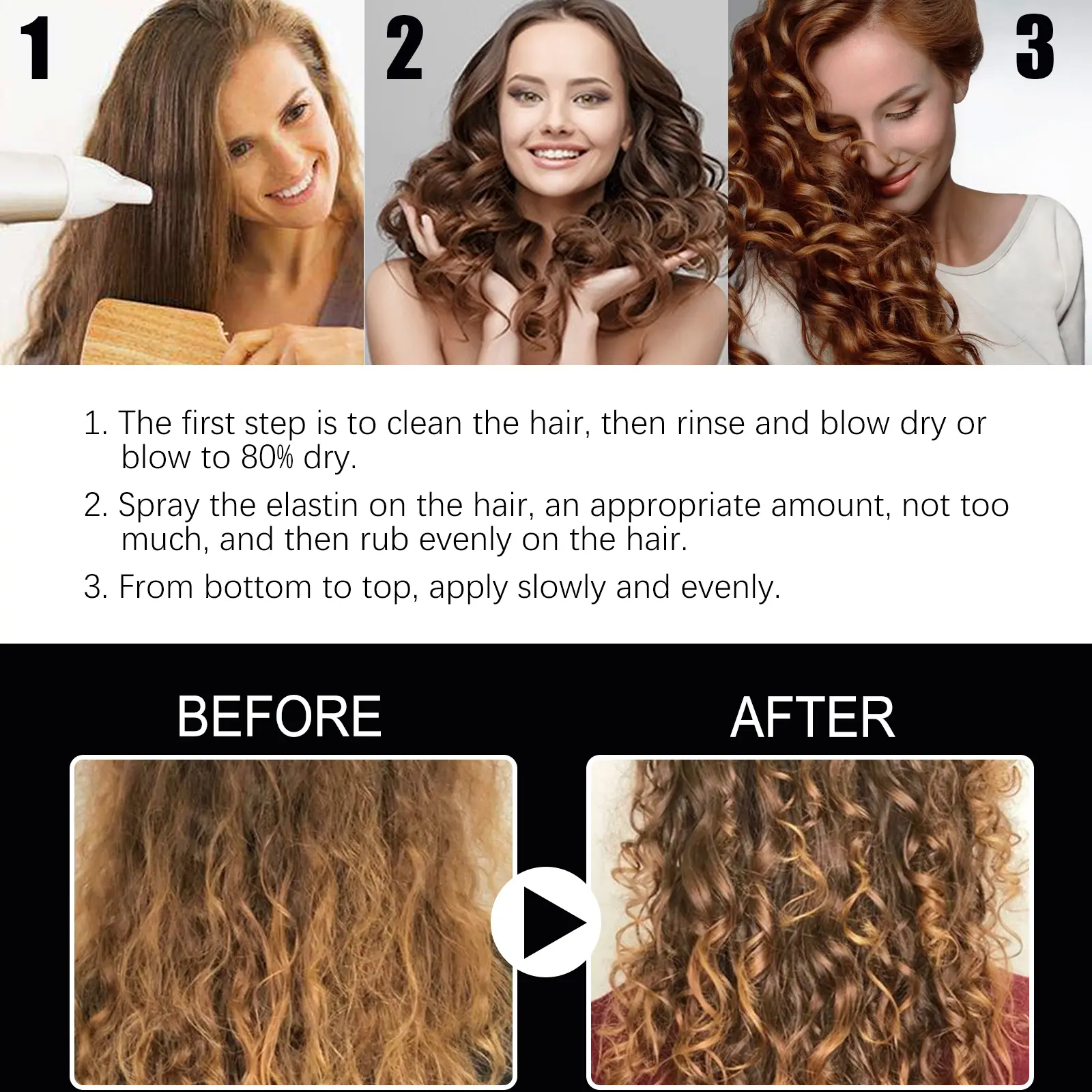 Fluffy Hair Styling Spray Long-Lasting Volumizing Curly Hair Building Hairstyle Quick Styling Hair Thickening Magic Spray 100ml