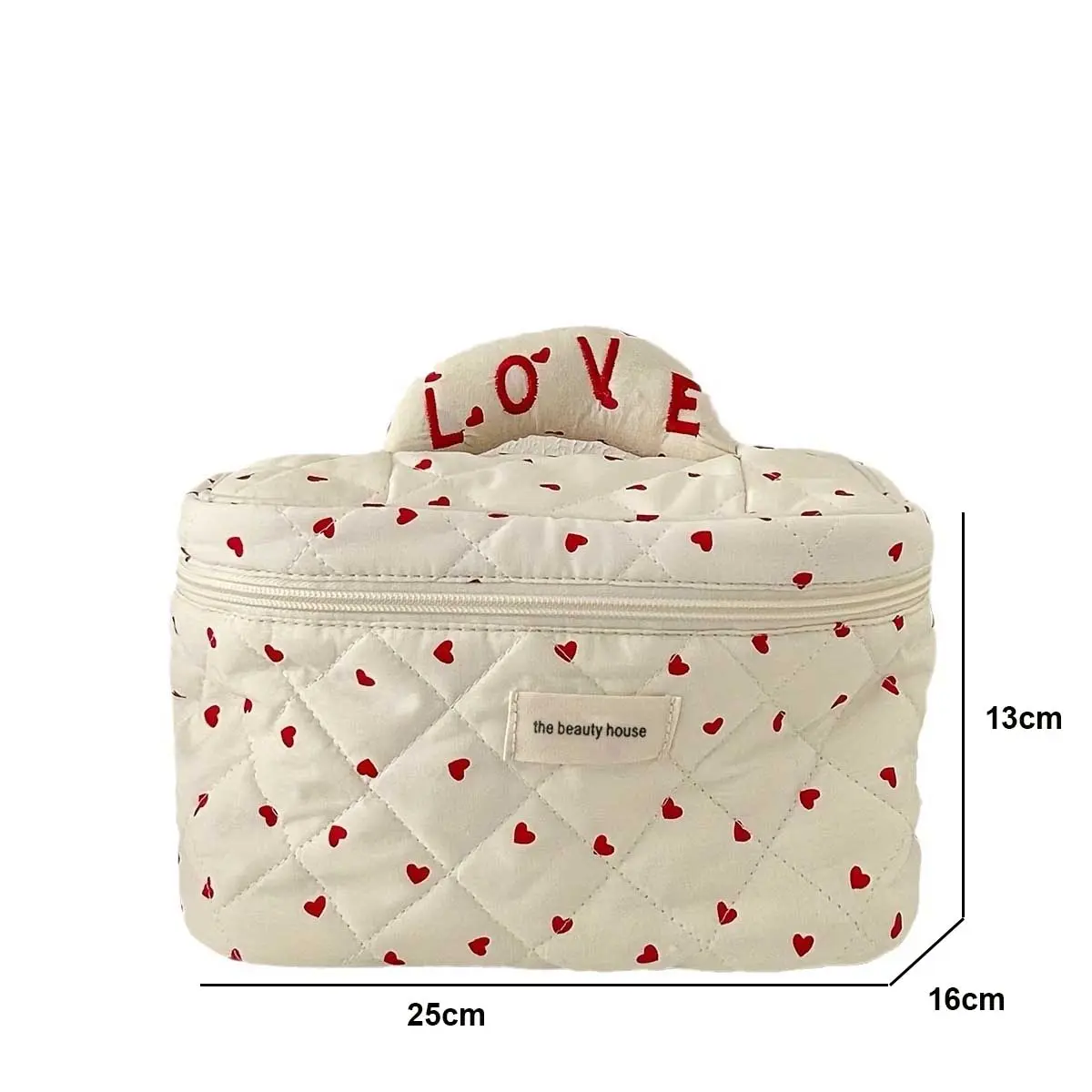 LOVE Mini Heart Print Soft Cotton Cosmetic Bags Korea Ins Storage Make Up Bags For Women Portable Travel Organizer Toiletry Bag