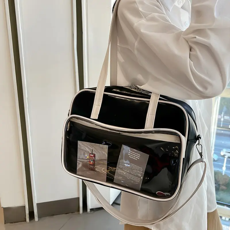 Y2K Japanese Women Commuting Bag Girls Transparent Handbag Trend Lolita Lady Shoulder Crossbody Bag JK Ita Bags Clutch Purse