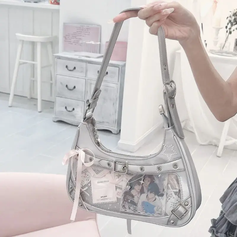 Cute Y2k Womens Shoulder Bag Fashion Elegant Sweet Lolita Jk Ita Bag Transparent Literary Kawaii Exquisite 2025 Female Handbag