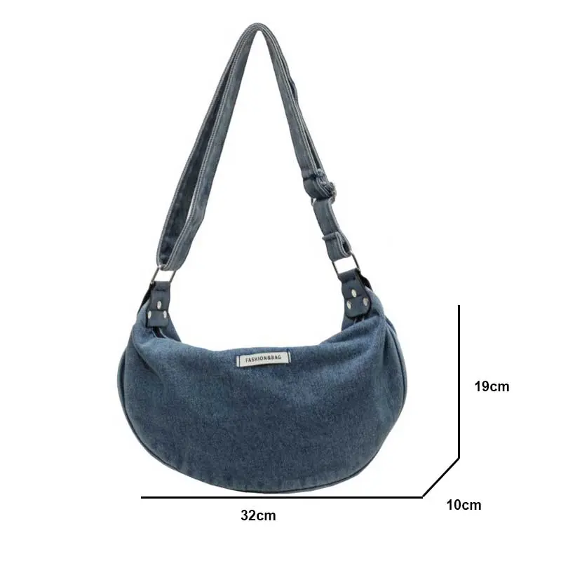 Women Denim Bag Large Capacity Strap Adjustable Crossbody Sling Bag Vintage Messenger Bags Casual Shopper Bags 2024 Shoulder Bag