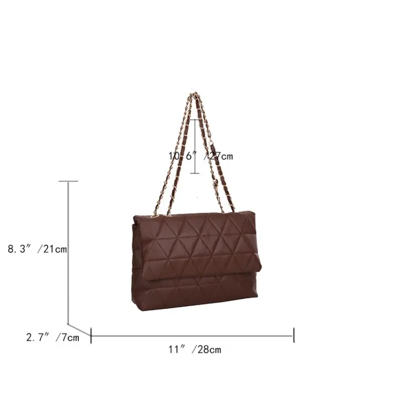 Embroidery Plaid Flap Shoulder Bag Casual Chain Strap Crossbody Bags for Women Commuting Daily Used Lady Handbag Tote Bag bolsos