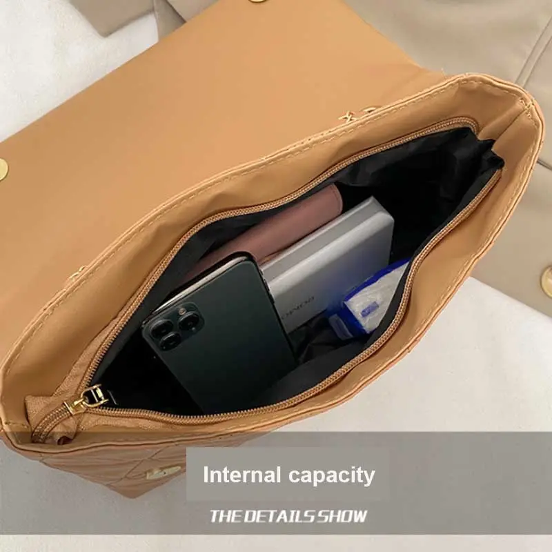 Embroidery Plaid Flap Shoulder Bag Casual Chain Strap Crossbody Bags for Women Commuting Daily Used Lady Handbag Tote Bag bolsos