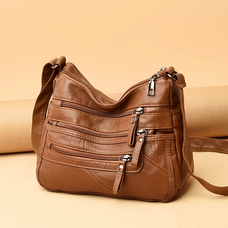 High Quality Women's Soft PU Leather Shoulder Bags Multi-Layer Pockets Classic Crossbody Bag Luxury Designer Handbags and Purses