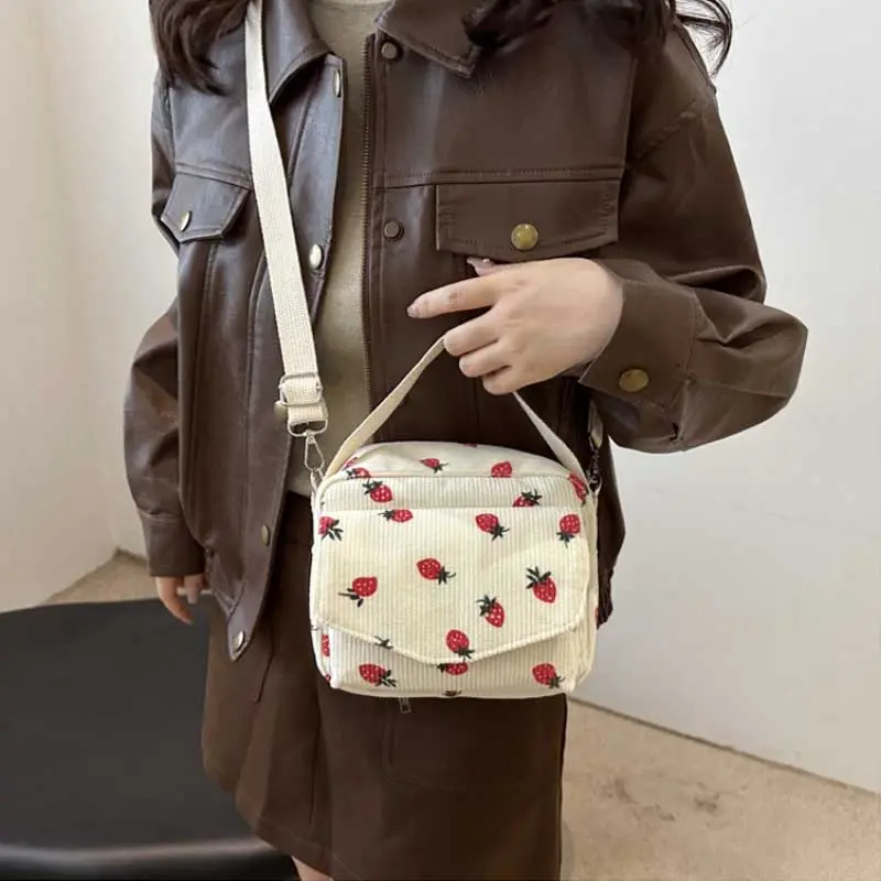 Corduroy Cartoon Shoulder Bag Large Capacity Trendy Crossbody Bag Adorable Shoulder Bag Female Shopping Work Date Party Bags