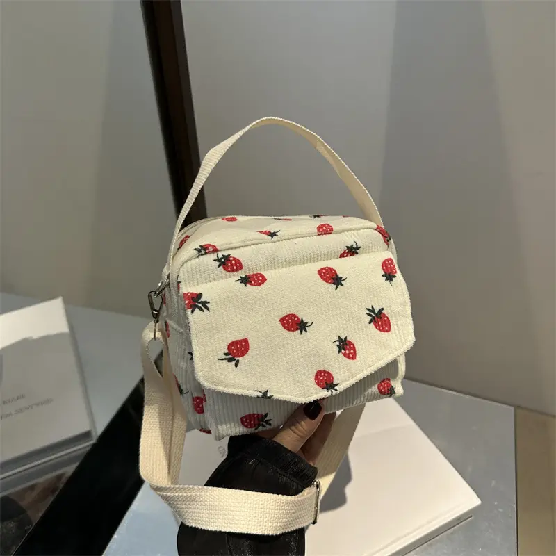 Corduroy Cartoon Shoulder Bag Large Capacity Trendy Crossbody Bag Adorable Shoulder Bag Female Shopping Work Date Party Bags