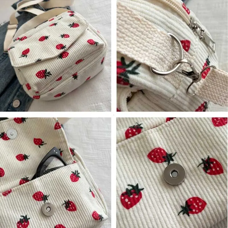 Corduroy Cartoon Shoulder Bag Large Capacity Trendy Crossbody Bag Adorable Shoulder Bag Female Shopping Work Date Party Bags