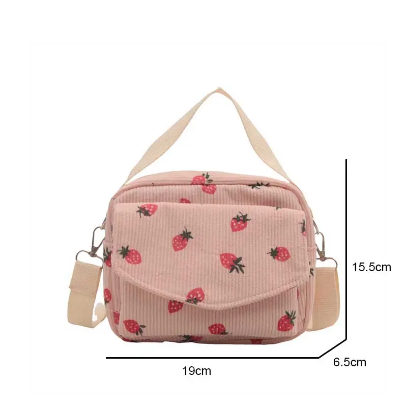 Corduroy Cartoon Shoulder Bag Large Capacity Trendy Crossbody Bag Adorable Shoulder Bag Female Shopping Work Date Party Bags