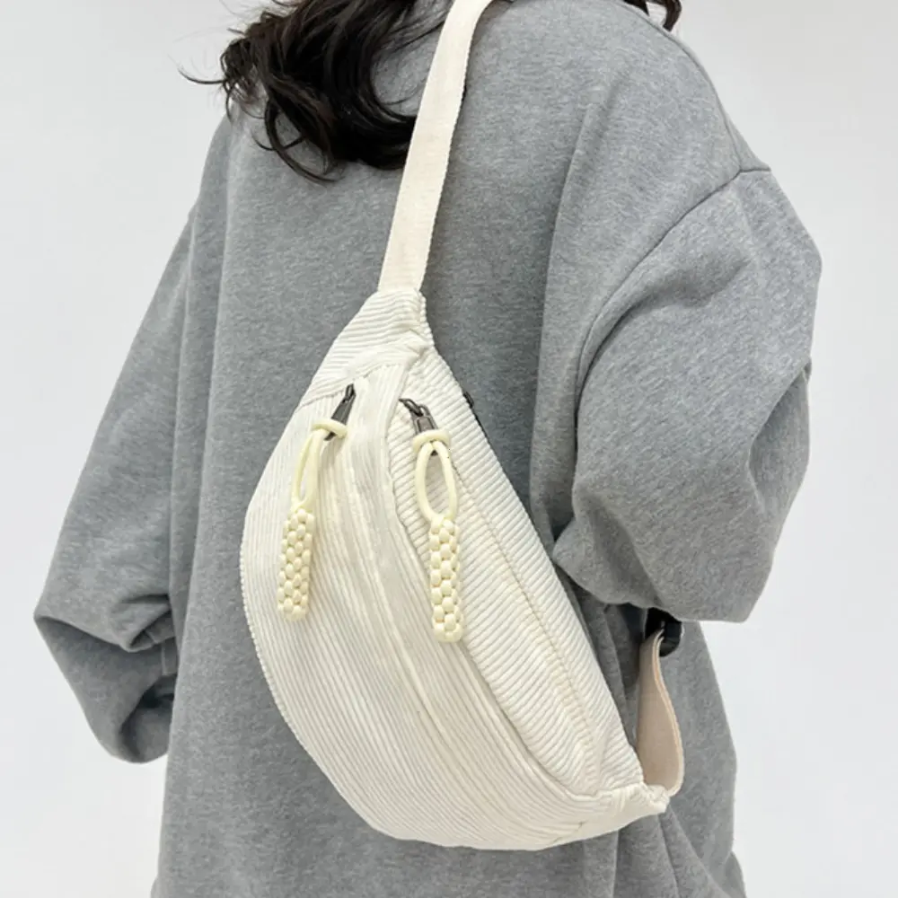 Women Waist Pack Large Capacity Corduroy Fanny Pack Street Style Chest Bag Fashion Shoulder Crossbody Bags Casual Waist Belt Bag