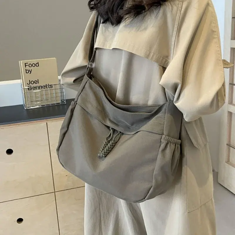 Fashion Nylon Hobos Crossbody Bags Solid Casual Zipper Women's Bags 2025 High Capacity Solid Color Single Shoulder Totes Bag