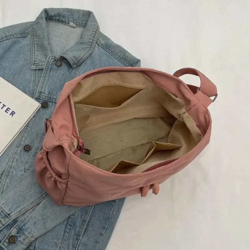 Fashion Nylon Hobos Crossbody Bags Solid Casual Zipper Women's Bags 2025 High Capacity Solid Color Single Shoulder Totes Bag