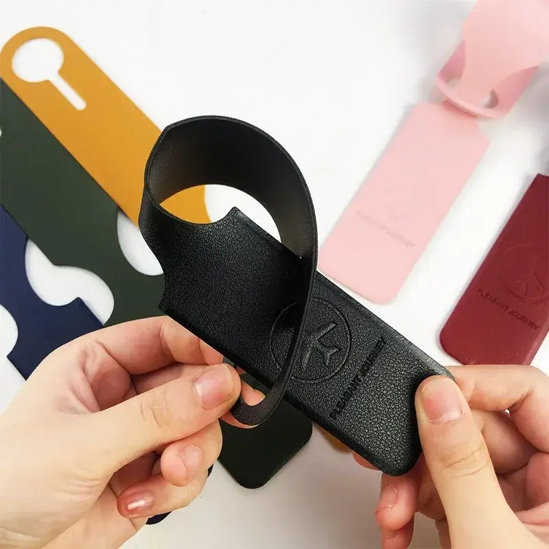 1PC PU Leather Luggage Tag Creative Baggage Suitcase Identifier ID Addres Holder Boarding Tags Portable Label Travel Accessories