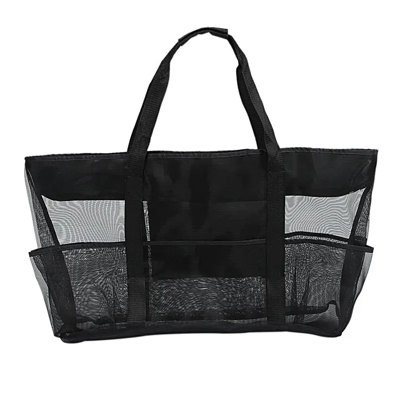 8 Pockets Summer Large Beach Bag for Towels Mesh Durable Beach Bag for Toys Waterproof Underwear Pocket Beach Tote Bag Handbags