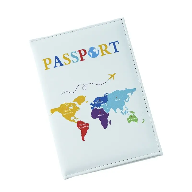 2025 New Color Letter Map Printed Passport Holder Passport Cover Ticket Clip Passport Wallet Travel Wallet ID Card Holder Unisex