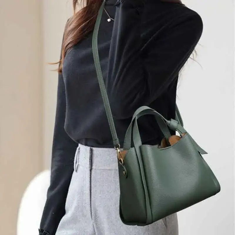 Versatile Bucket Shoulder Bags Women Luxury Designer PU Leather Messenger Crossbody Bags Ladies Casual Solid Color Purse Handbag