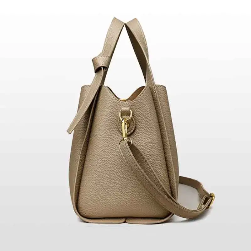 Versatile Bucket Shoulder Bags Women Luxury Designer PU Leather Messenger Crossbody Bags Ladies Casual Solid Color Purse Handbag