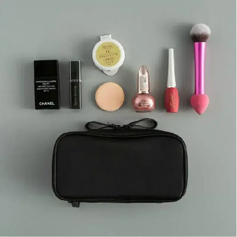 Black Mini Make Up Bag for Female Designer Travel Nylon Storage Bag for Girl Fashion Daily Doule Zipper Small Cosmetic Bags