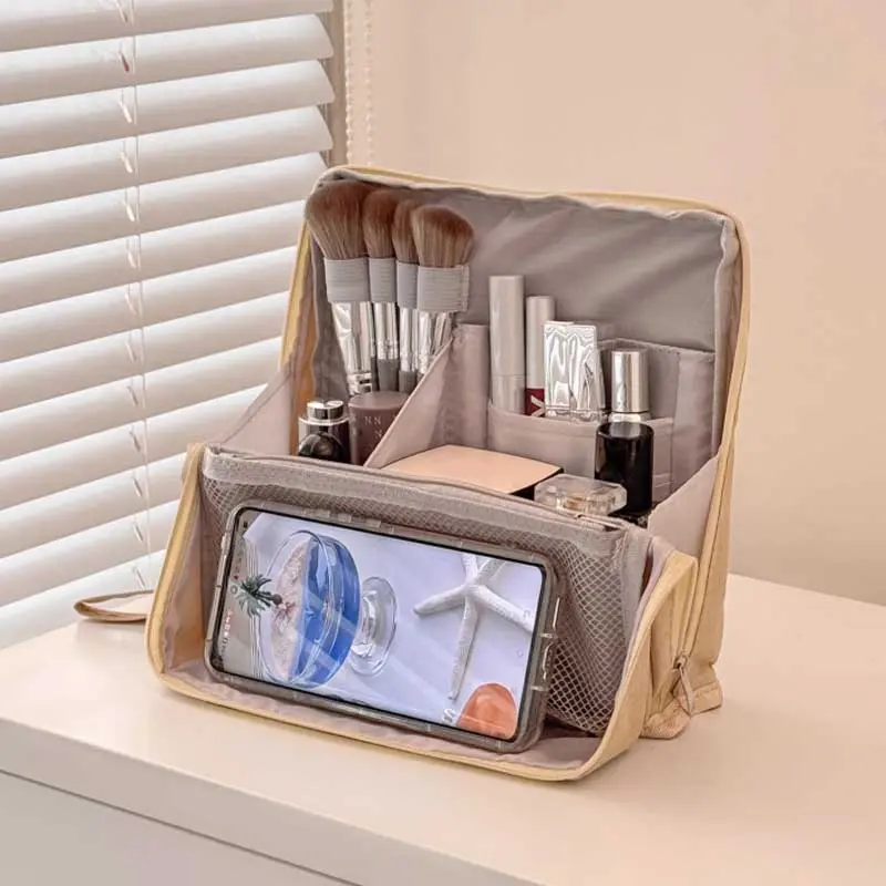 Vertical Makeup Bag Standable Large Capacity Skincare Storage Bag Partitioned Multi-Compartment Cosmetic Organizer Women сумка