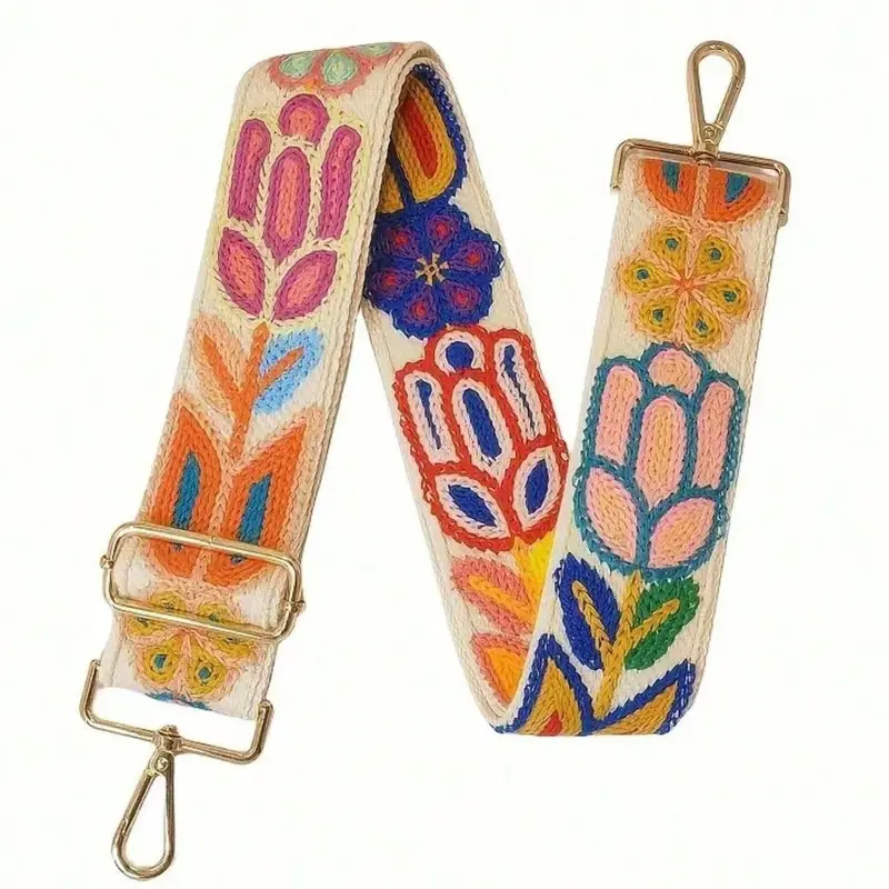 Hand Embroidered Vintage Style Shoulder Strap Multipurpose Fashion Purse Handbags Accessories Adjustable Comfort Accessory Strap