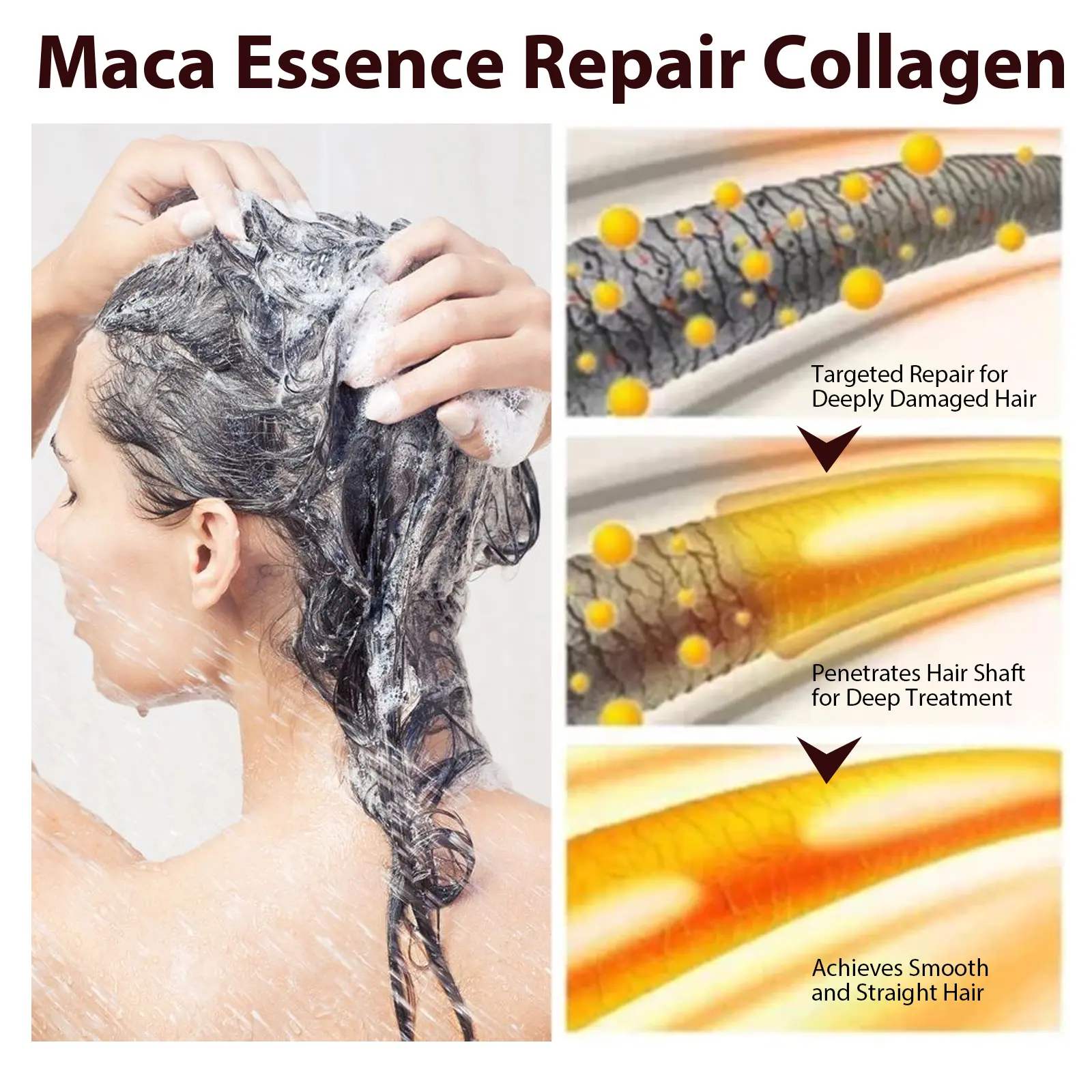 Collagen Shampoo for Dry Hair Cleaning Remove Dandruff Relieve Itching Scalp Treatment Shampoo Moisturizing Hair Care Products
