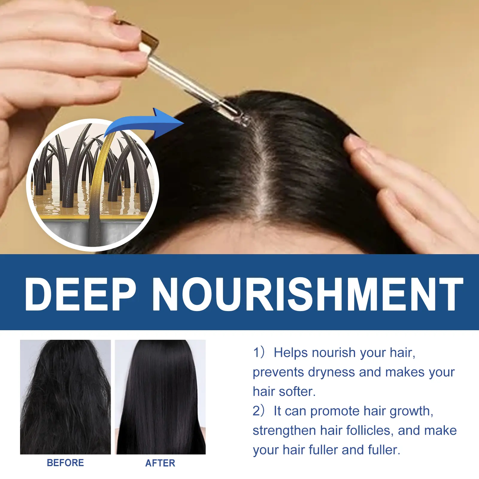 Hoegoa Nourishing Hair Care Essential Oil Repair dry hair end and frizzy hair Nourishing smooth hair care Essential oil