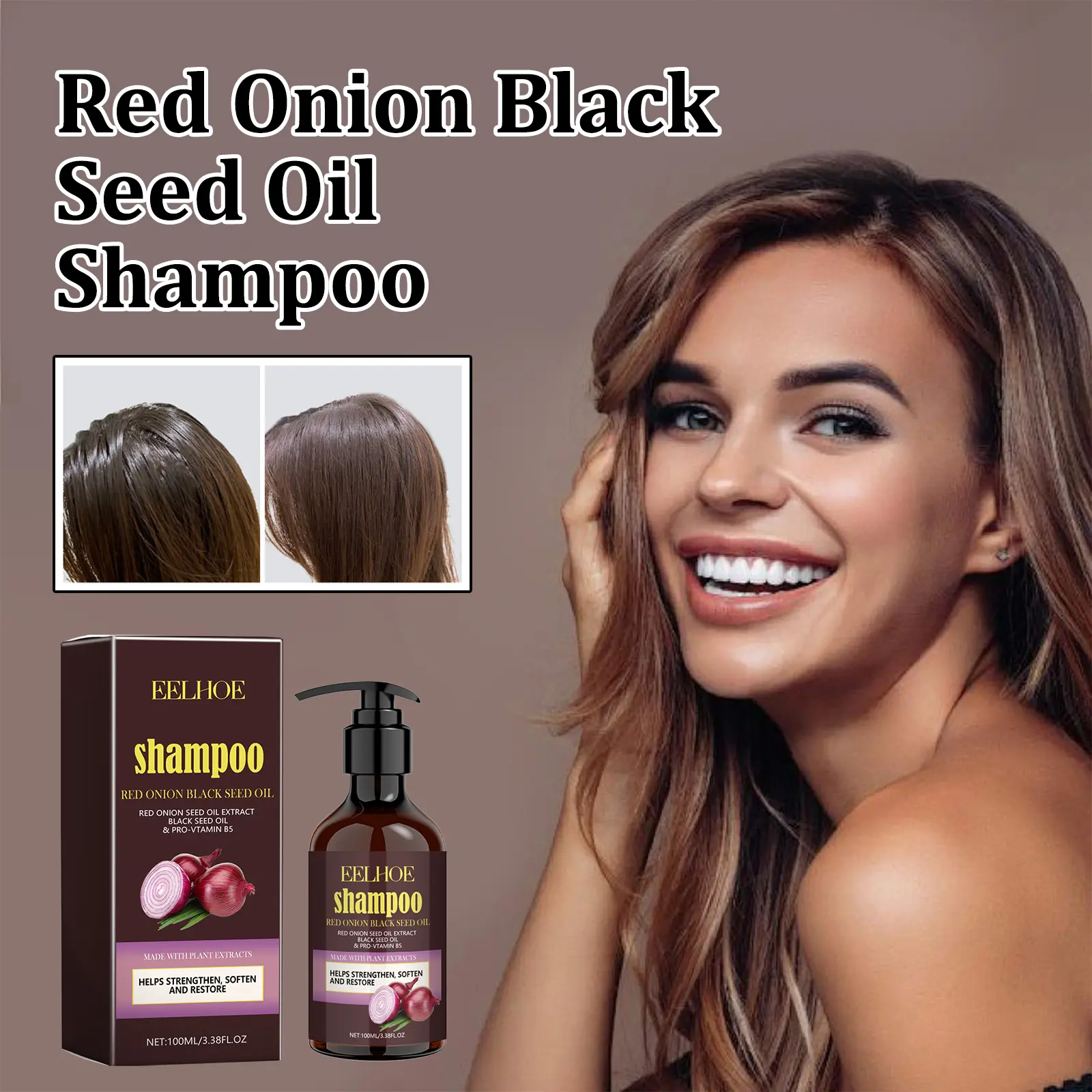 Eelhoe Red Onion Shampoo Black Seed Oil Hair Care Shampoo Hair Care Cleansing Scalp Refreshing Shampoo Hair Care Oil