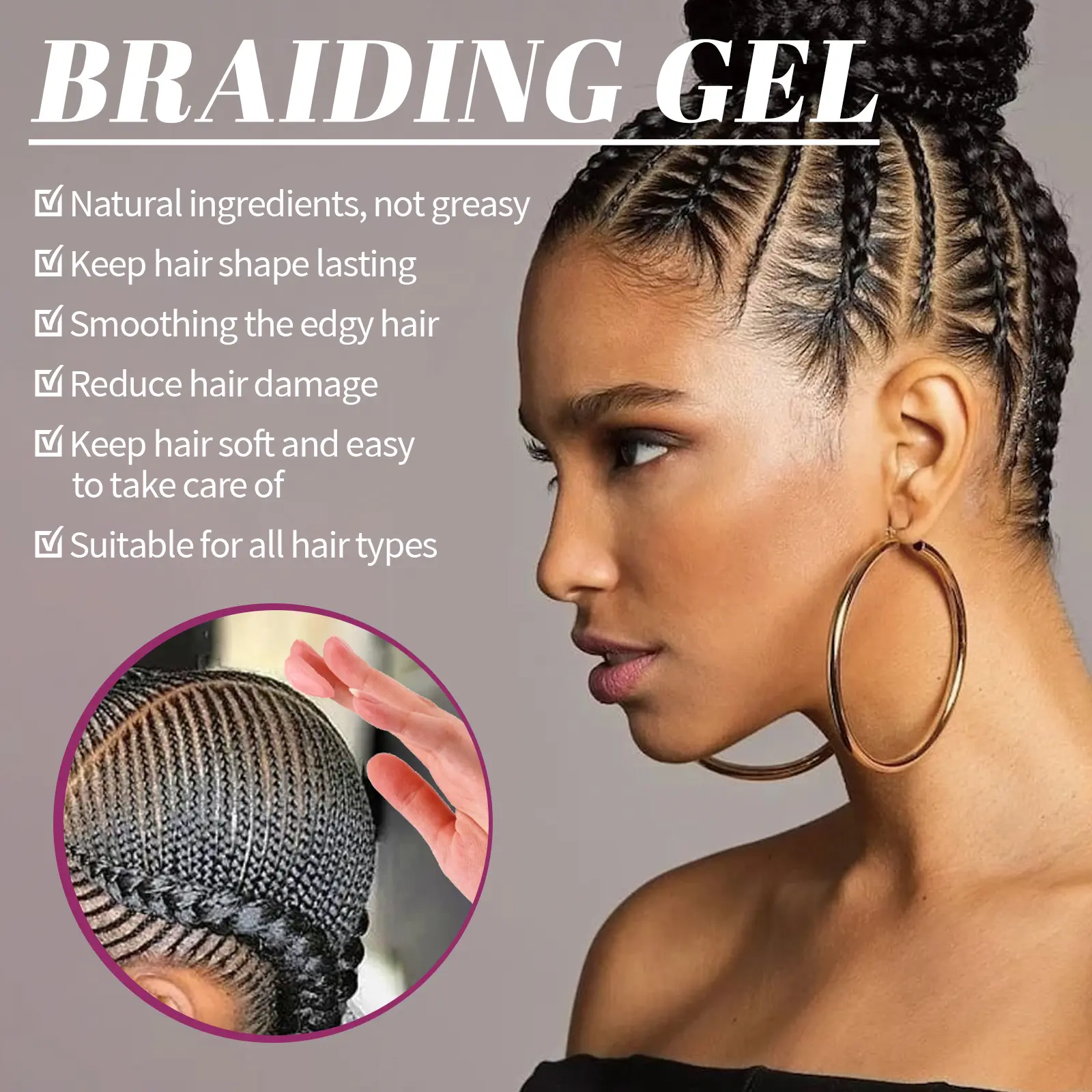Styling Braiding Gel Wax Anti-Frizz Reduce Hair Damage Smooth Lasting Edge Control Twist Broken Hair Finishing Shaping Cream