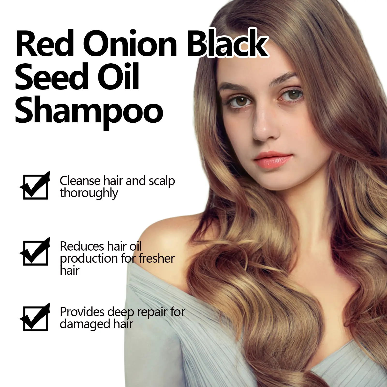 Eelhoe Red Onion Shampoo Black Seed Oil Hair Care Shampoo Hair Care Cleansing Scalp Refreshing Shampoo Hair Care Oil