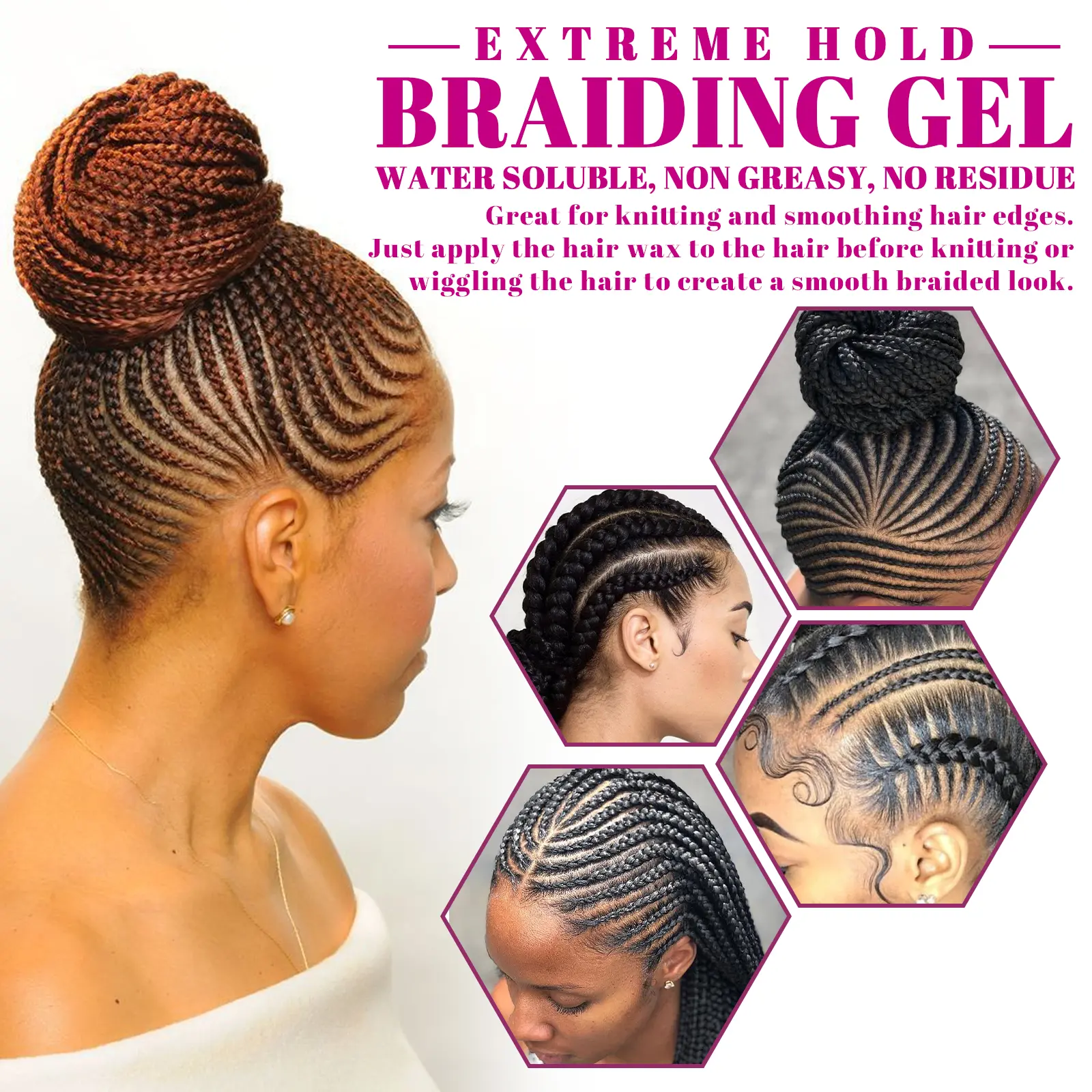 Styling Braiding Gel Wax Anti-Frizz Reduce Hair Damage Smooth Lasting Edge Control Twist Broken Hair Finishing Shaping Cream