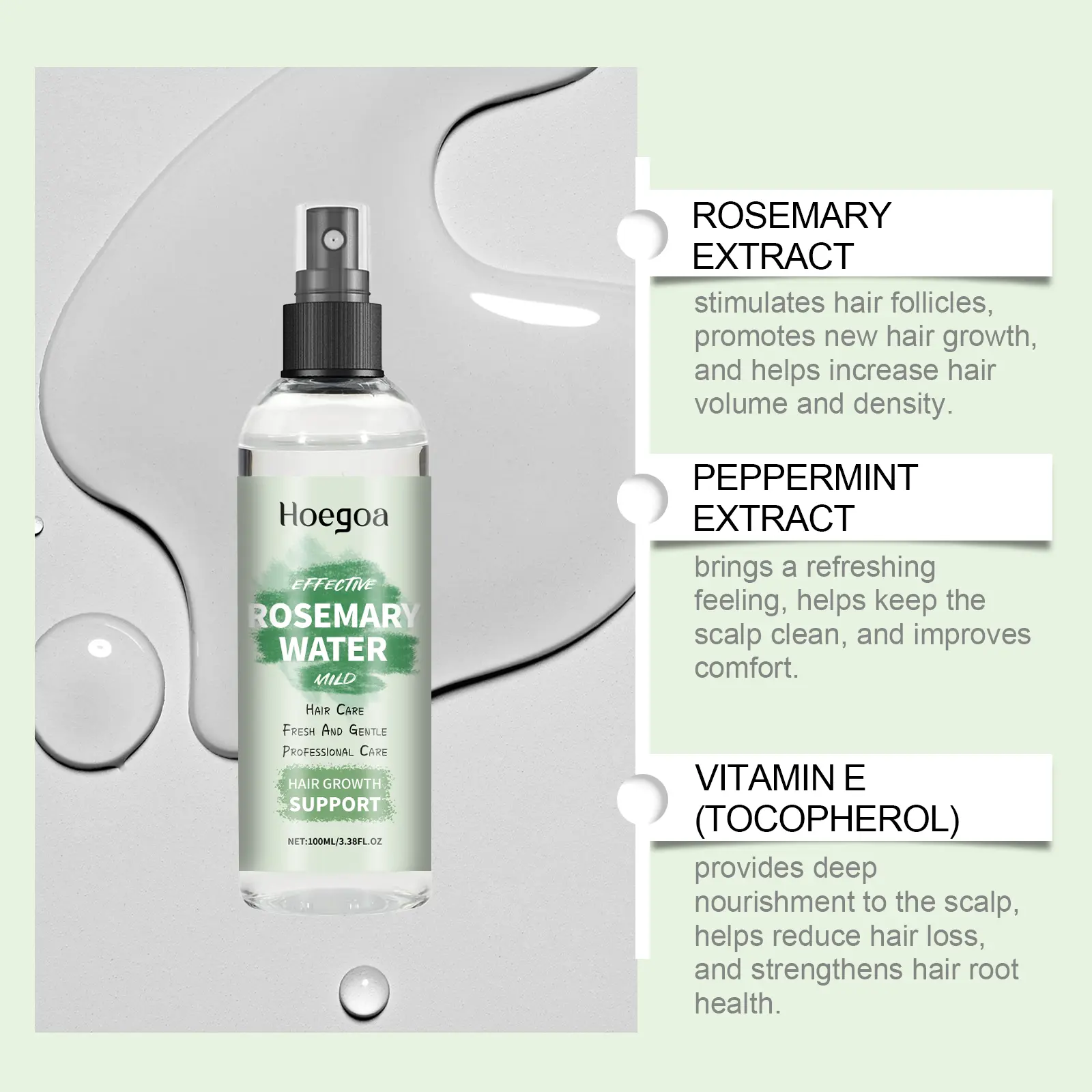 Rosemary Serum for Hair Growth Stop Hair Loss Fast Growing Hair Essential Spray Beauty Hair Care Dry Hair Scalp Refreshing Spray