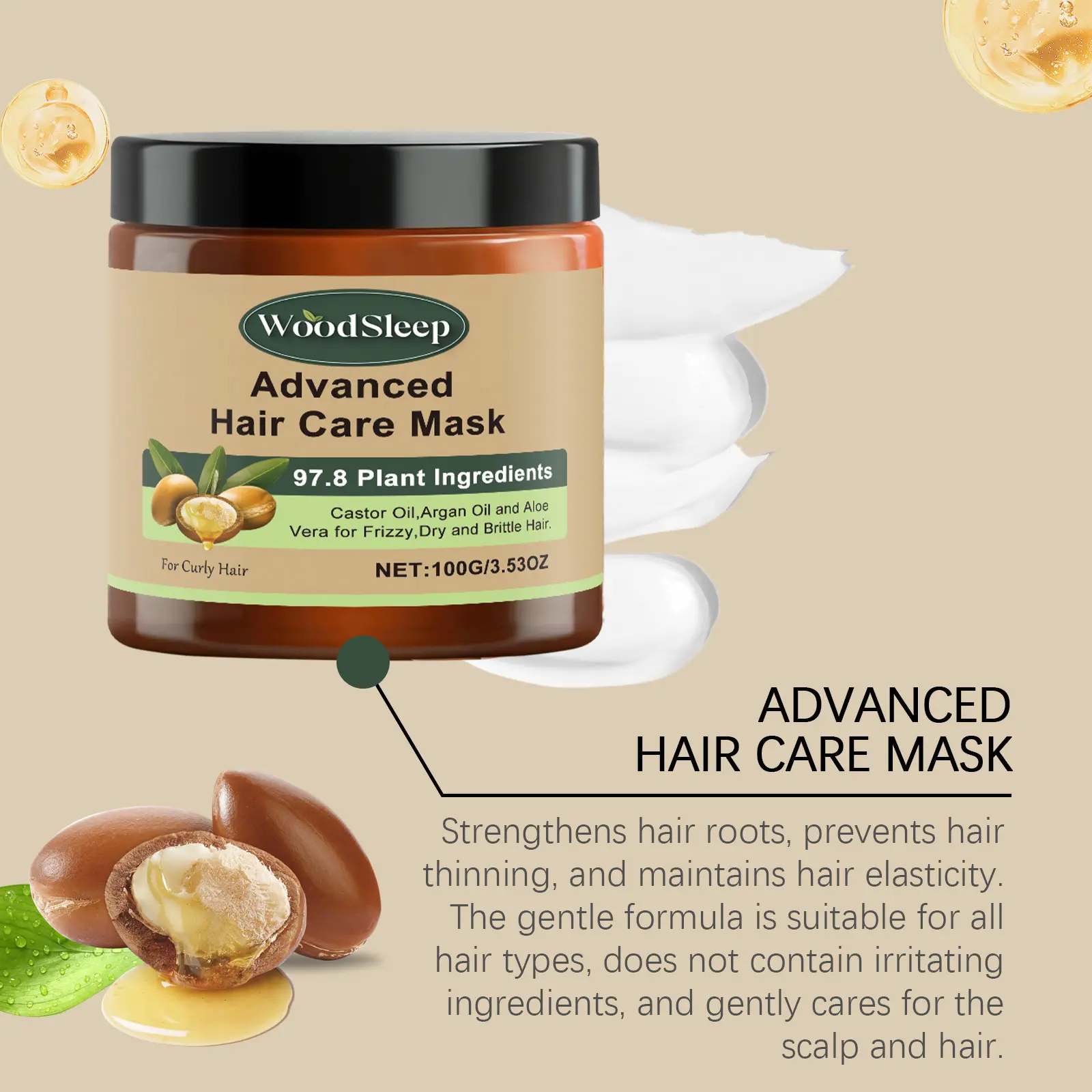 Moisturizing Hair Mask Improve Damage Rough Hair Reduce Split Ends Breakage Anti Frizzy Smoothing Hair Scalp Care Product