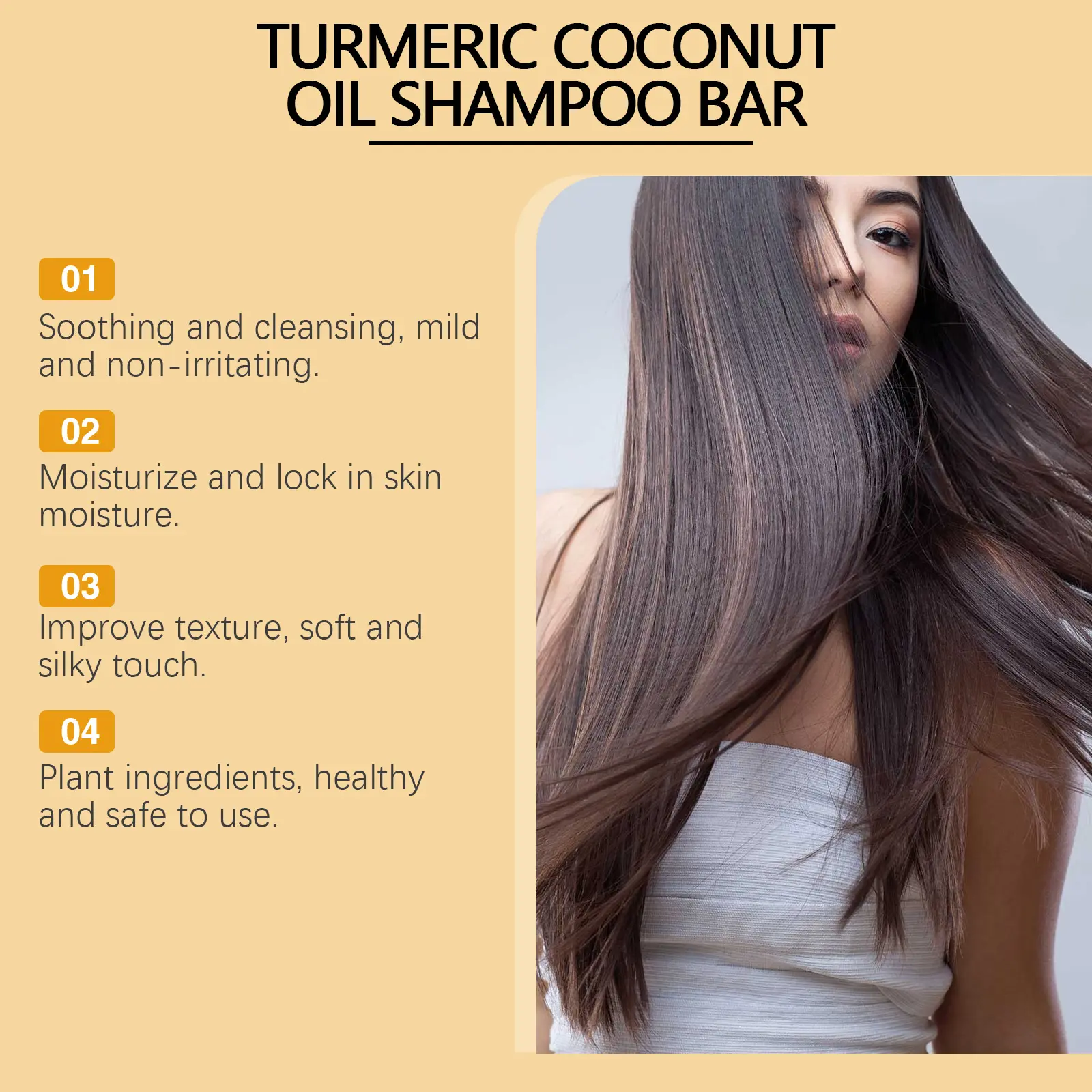 Hair Nourishing Soap Repair Damaged Dry Hair Deep Cleansing Scalp Moisturizing Dandruff Removal Turmeric Coconut Oil Shampoo Bar