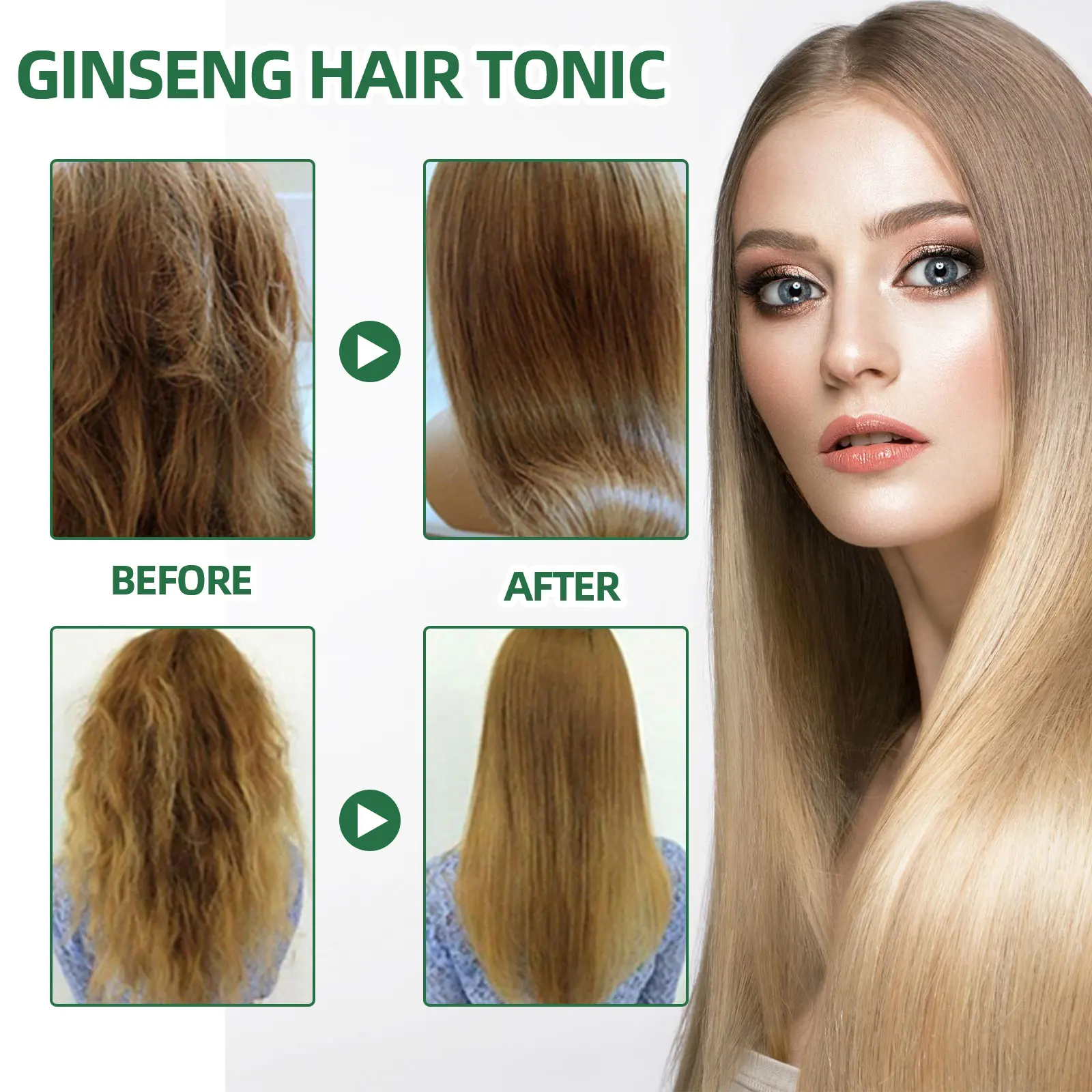 100ml Ginseng Hair Serum For Men Women Nourishes Scalp Strengthen Root Repair Damaged Hair Herbal Hair Care Spray