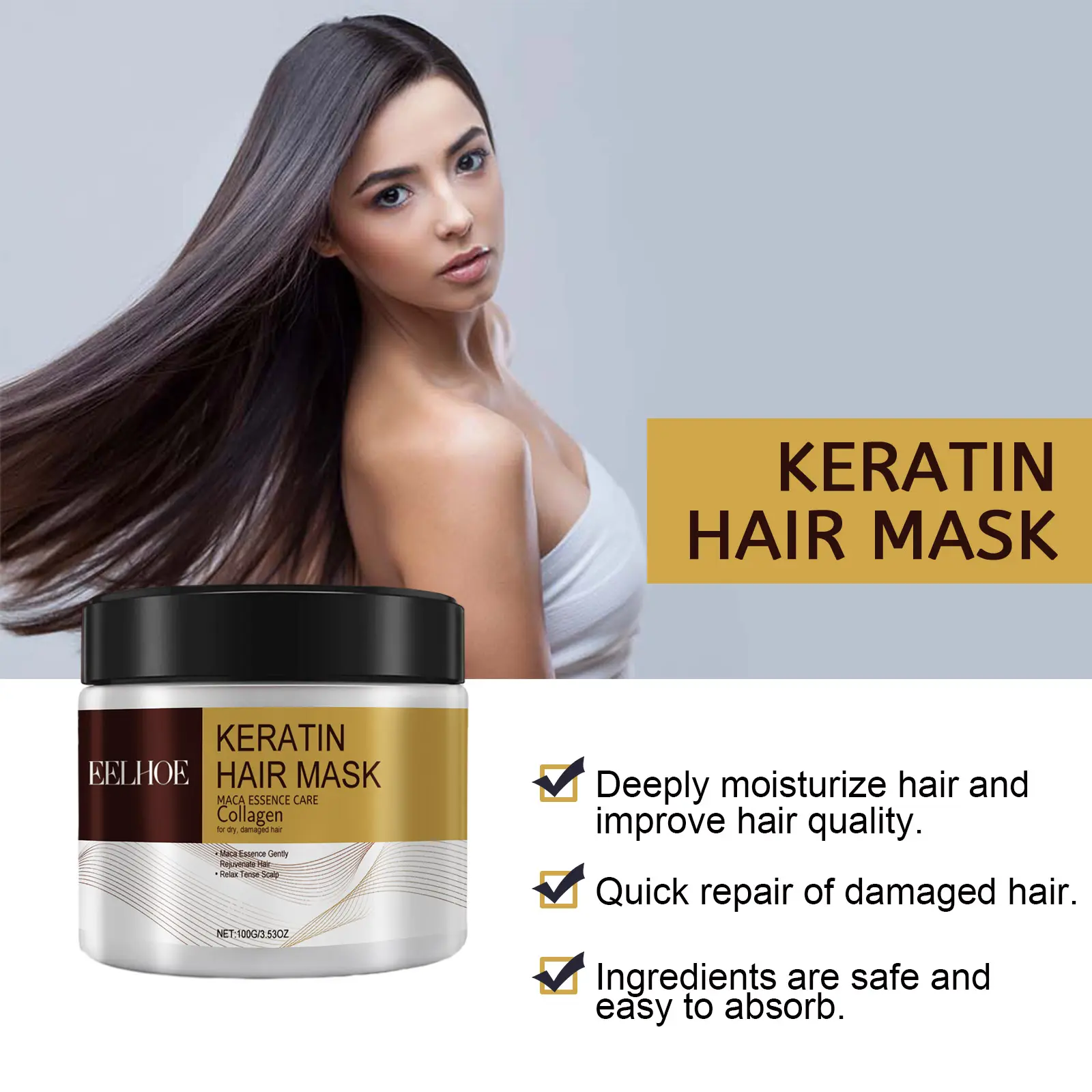 Magical Hair Mask Softens Frizz Repairs Damage Fine Hair Anti-loss Smooth Shiny Hair Collagen Deep Moisturizing Hairs Care 100g