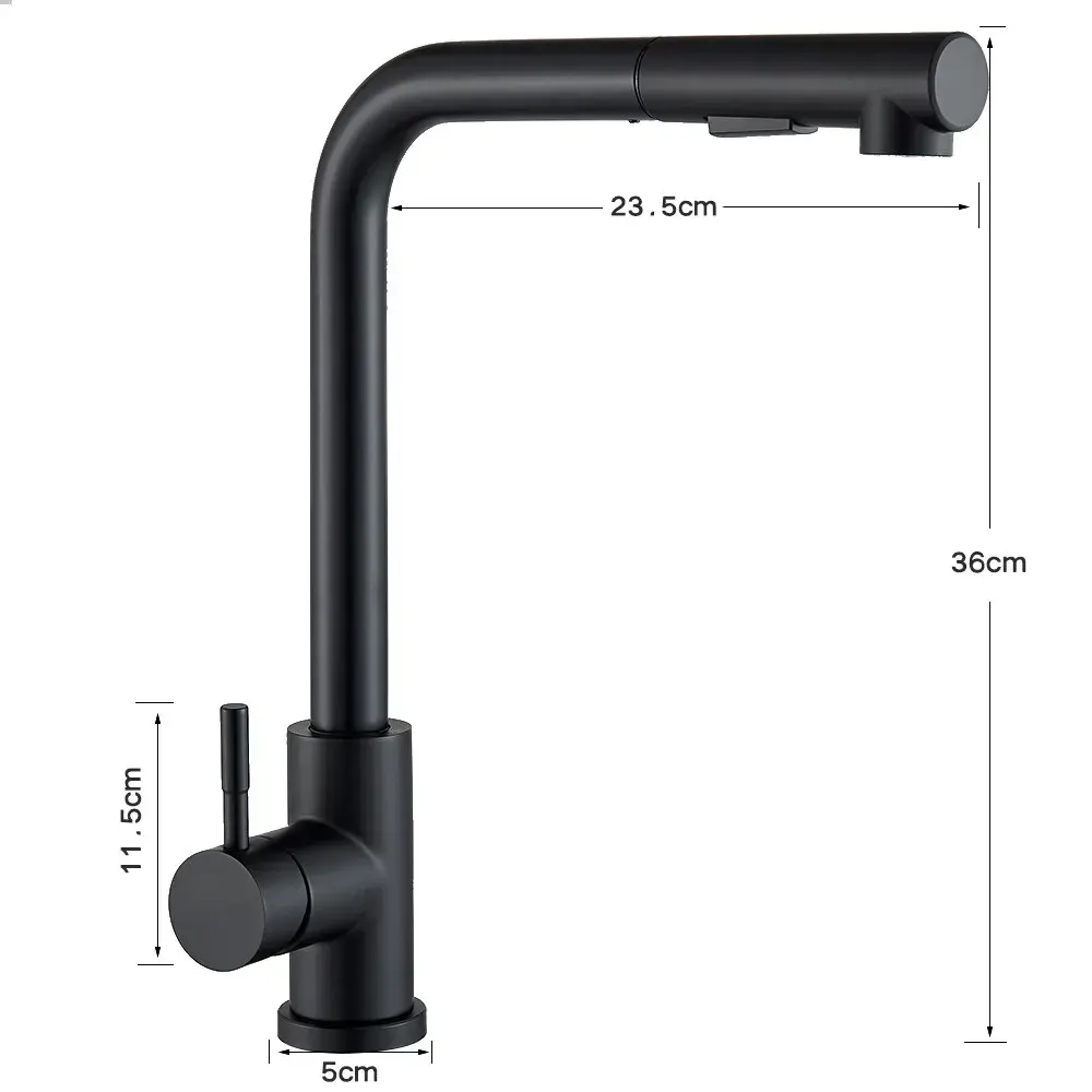 Free Shipping Black Pull Out Kitchen Sink Faucet Two Model Stream Sprayer Nozzle Stainless Steel Hot Cold Wate Mixer Tap Deck
