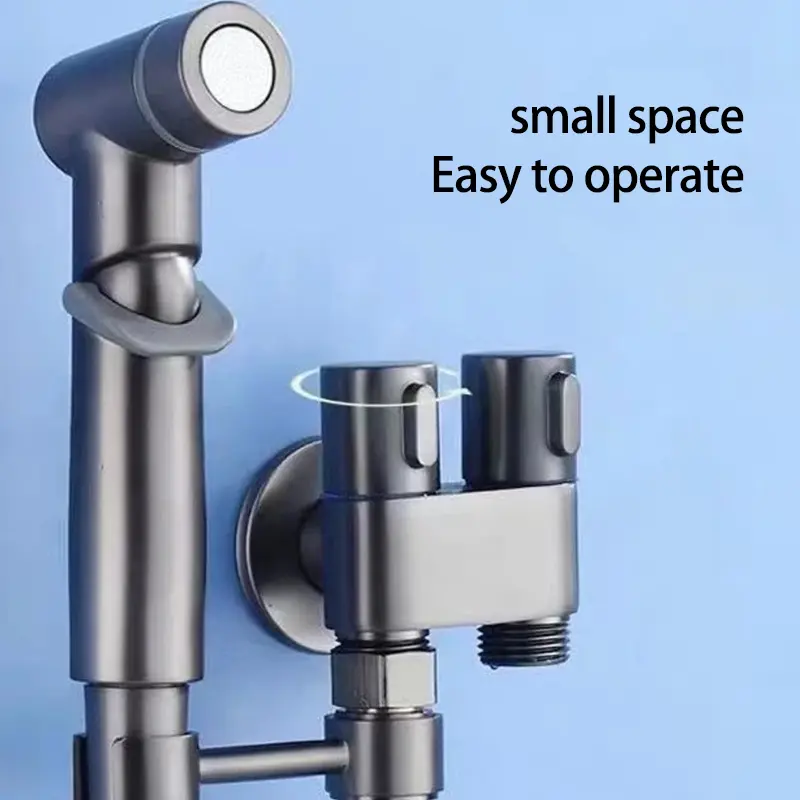2024 New Hand Held Bidet Sprayer for Toilet, Mini Toilet Faucet Sprayer Shower Portable Bidet Set,double outlet angle valve