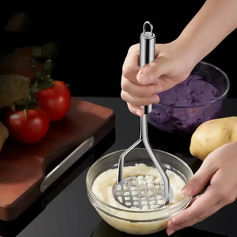 Stainless Steel Potato Masher Pumpkin Garlic Vegetable Fruit Easy Mud Press Grinder Children Food Crusher Kitchen Accessories
