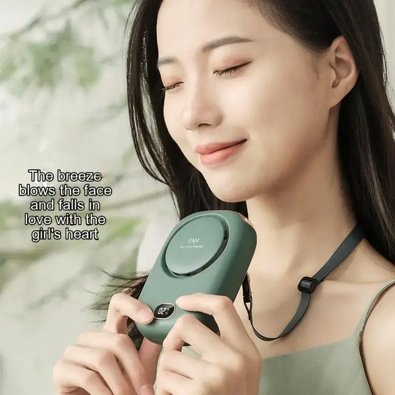 New Portable Mini Fan Hanging Handheld Fan Rechargeable Bladeless Turbo Ultra Quiet Student Hand Held Fan Outdoor Sports Travel