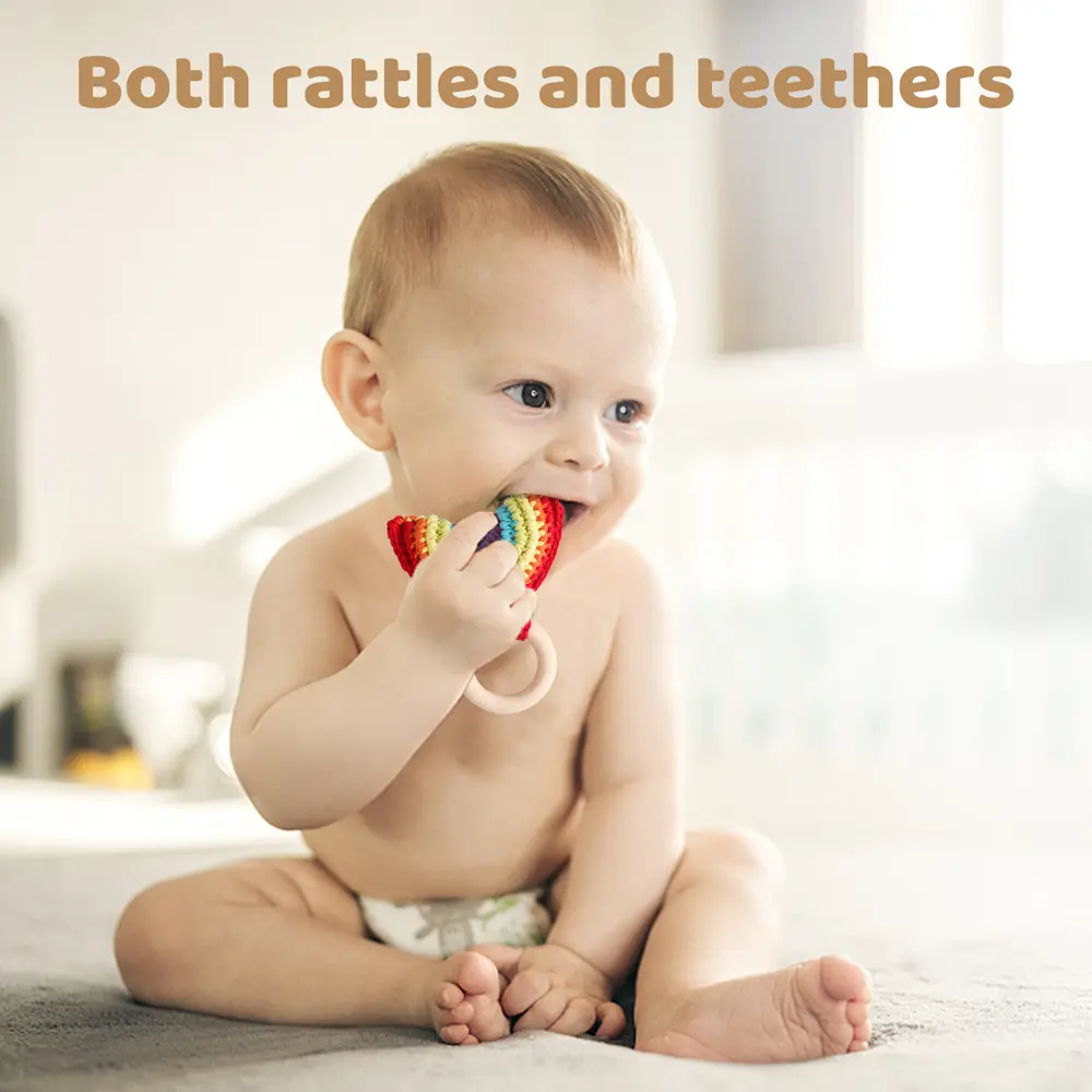 Baby Fruit Crochet Rattle Toy Creative Wooden Wristband Soft Toy Exercise Baby Hand Eye Coordination Ability Toy Cute Baby Gift