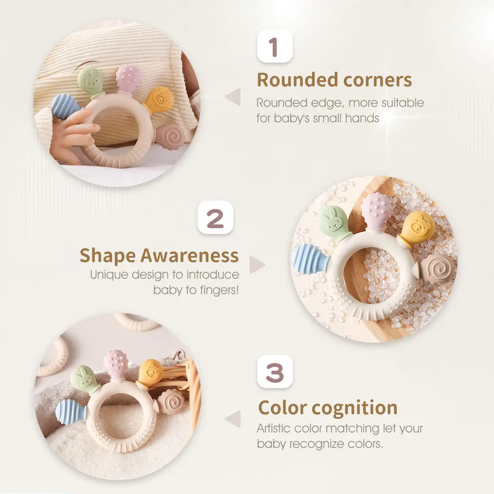 Baby Teether Toy 0-12 Months Baby Gums Toys Silicone Animal Soothing Toys Accessories Anti-eating Hand ​Molar Stick Baby Gift