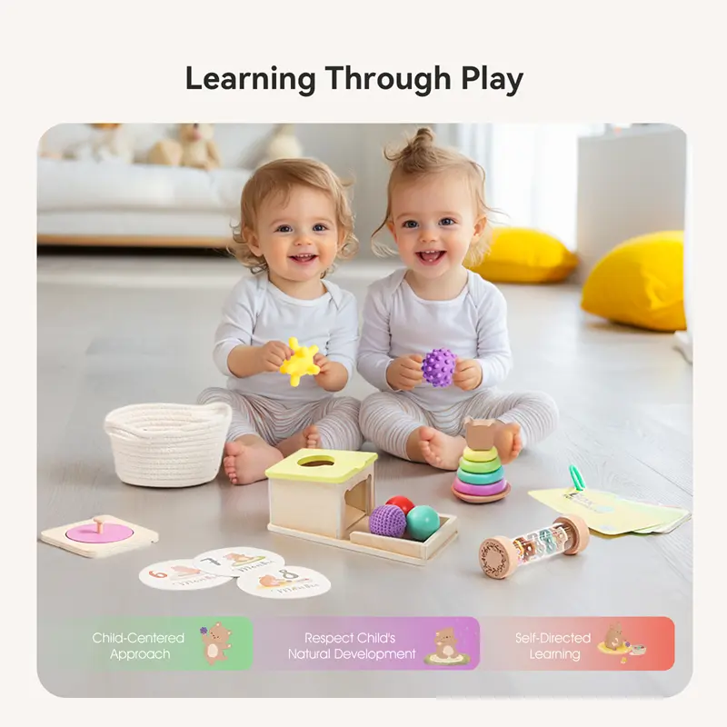 Montessori Toy Set Multiple Purpose Puzzle Games Toys Baby Growth Mileage Commemorative Card and Early Education Toy Baby Gift