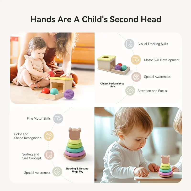 Montessori Toy Set Multiple Purpose Puzzle Games Toys Baby Growth Mileage Commemorative Card and Early Education Toy Baby Gift