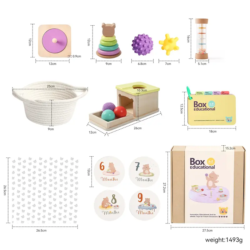 Montessori Toy Set Multiple Purpose Puzzle Games Toys Baby Growth Mileage Commemorative Card and Early Education Toy Baby Gift