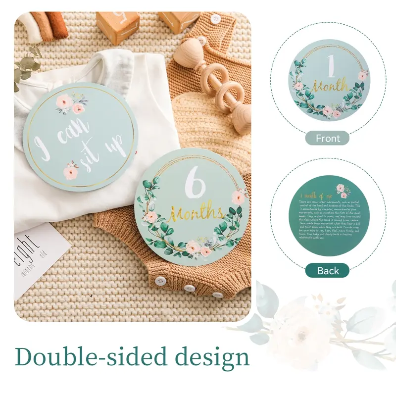 Baby Milestone Wooden Cards Newborn Monthly Growth Photography Photo Milestones Commemorativenir Accessories Baby Grow up Gifts