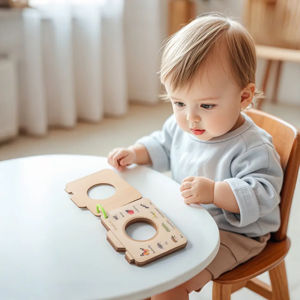 Montessori Wood Book Educational Toys For 0 12 Months Baby Outdoor Animals Plant Cognitive  Kid Puzzle Toy Explore Nature Gift