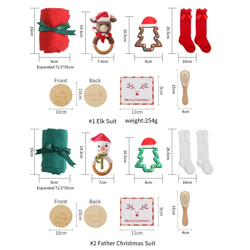 Newborn Christmas Bath Set Toy Stuff Bath Towel Cotton Blanket Brush Gift For Baby Crochet Snowman Rattles Toy Photography Props