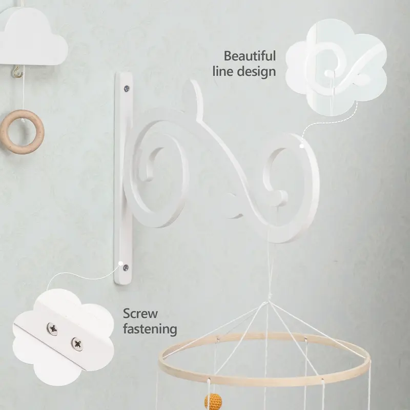 Baby Rattles Wall Bed Bell Support 0-12 Months for Baby Newborn Crib Bed Wood Bell Mobile Carousel for Cot Kids Musical Toy Gift
